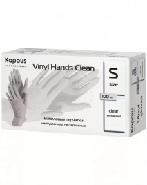 2222 Виниловые перчатки неопудренные нестерильные S "Viny Hands Clean",прозрачные 100шт