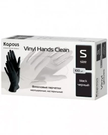 2815 Виниловые ЧЕРНЫЕ S перчатки неопудренные нестерильные  "Viny Hands Clean",прозрачные 100шт