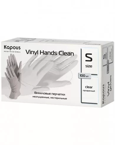 2222 Виниловые перчатки неопудренные нестерильные S "Viny Hands Clean",прозрачные 100шт фото 1