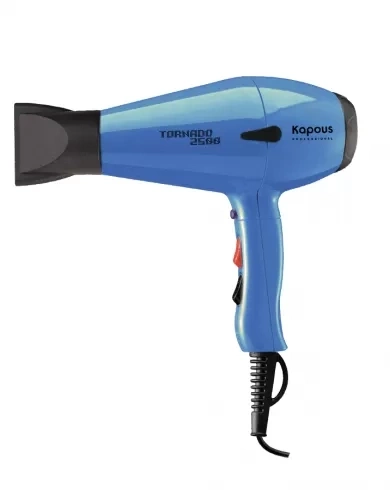 Профессиональный фен синий для укладки волос "Tornado 2500" Kapous,  синий  фото 1