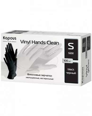 2815 Виниловые ЧЕРНЫЕ S перчатки неопудренные нестерильные  "Viny Hands Clean",прозрачные 100шт фото 1