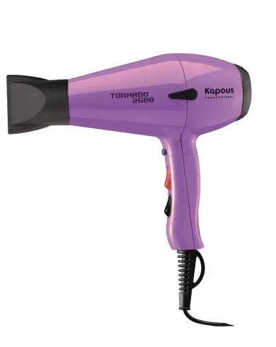 Профессиональный фен сиреневый для укладки волос "Tornado 2500" Kapous,  сиреневый фото 1